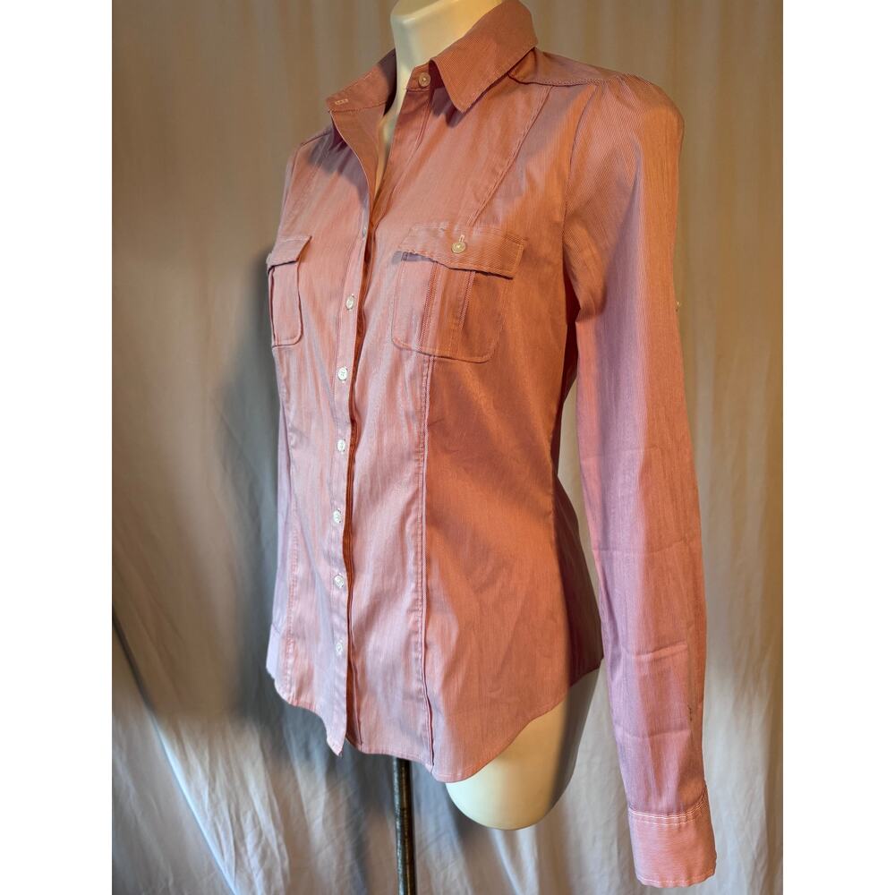 White House Black Market Striped Button Front Blouse